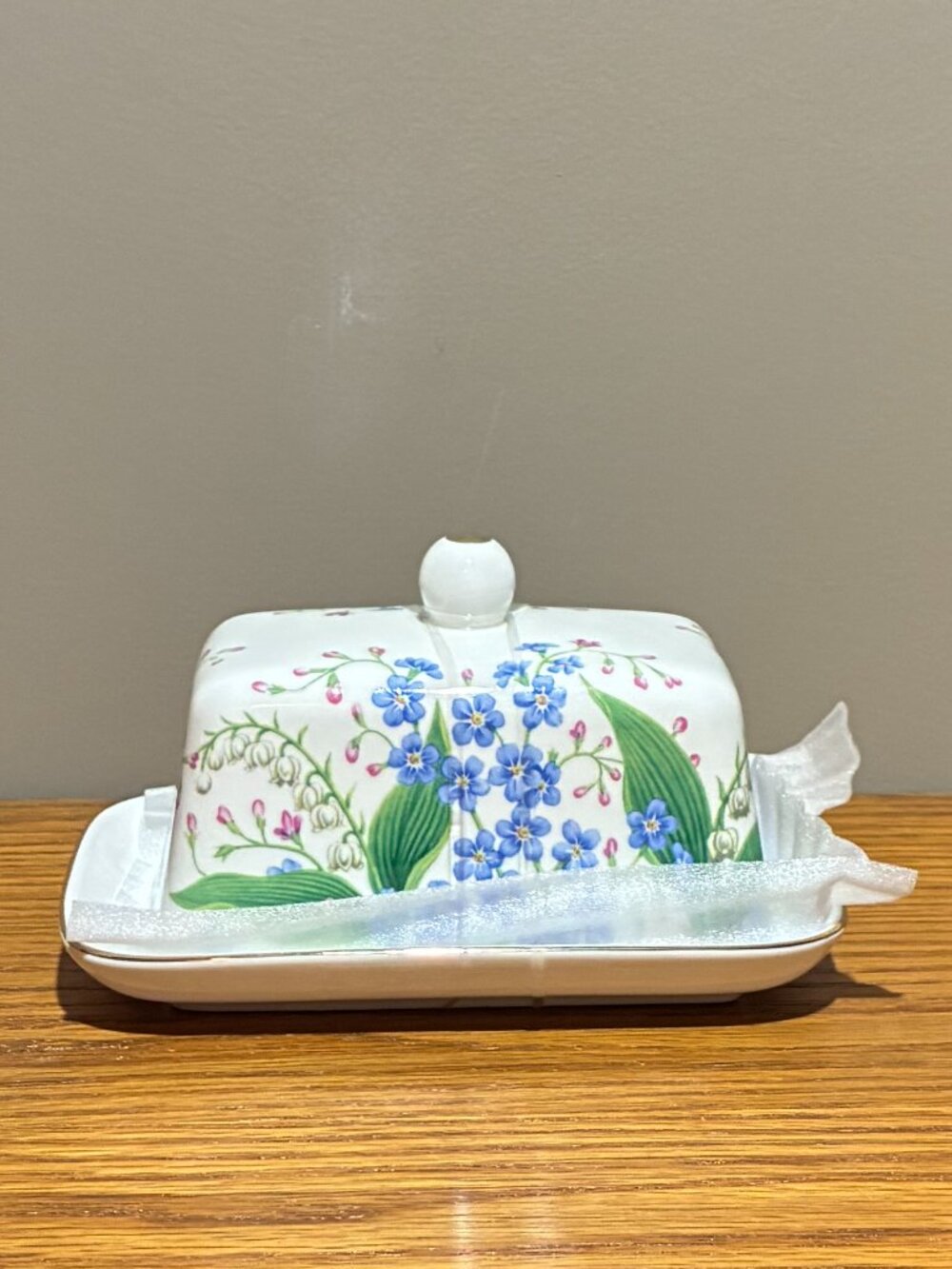 Grace Teaware Fine Porcelain Floral Butter Dish - New, Unused
